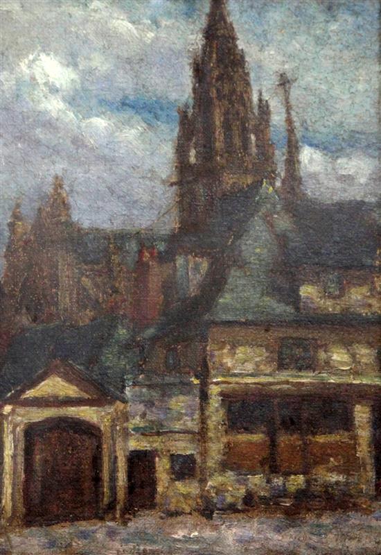 Attributed to Walter Sickert View of a church 9.5 x 6.75in.